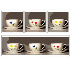 Декорум — Наклейки объемные. Серия посуда. Чайные чашки с цветами 4 шт.