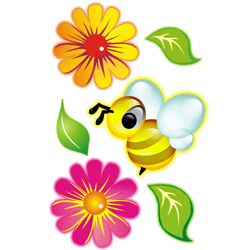 Наклейки , цветочная коллекция с пчелой