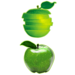 Наклейки объемные, серия фрукты, зеленое яблоко 2 шт