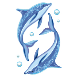 Декорум — Наклейки объемные. Серия рыбки. Дельфины 2 шт. (размер каждой наклейки около 92х152 мм)