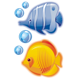 Наклейки объемные, серия рыбки, аквариумные рыбки с пузырьками
